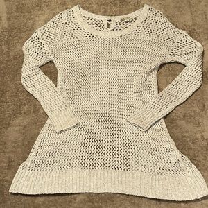 Lucky Brand Beige Loose Knit Open Chris Cross Back Sweater